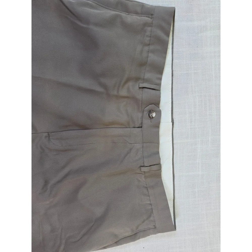 Haggar Black Label Mens Dress Pants Taupe Brown Flat Front Straight Leg 37x28.5